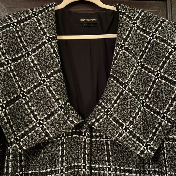 EUC Tweed Single Button Shawl Collar Swing Coat w/Metallic Thread - Picture 1 of 5